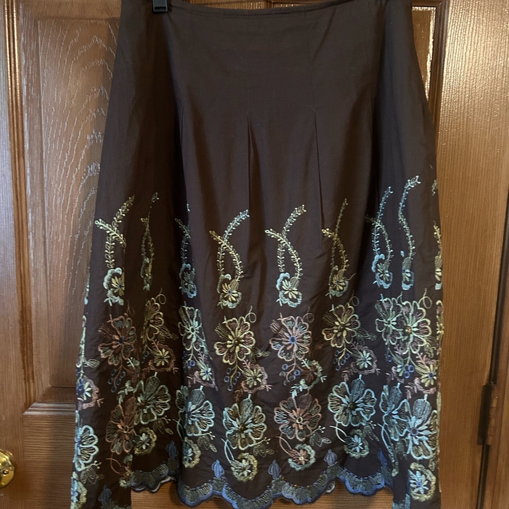 Embroidered Floral Brown Skirt